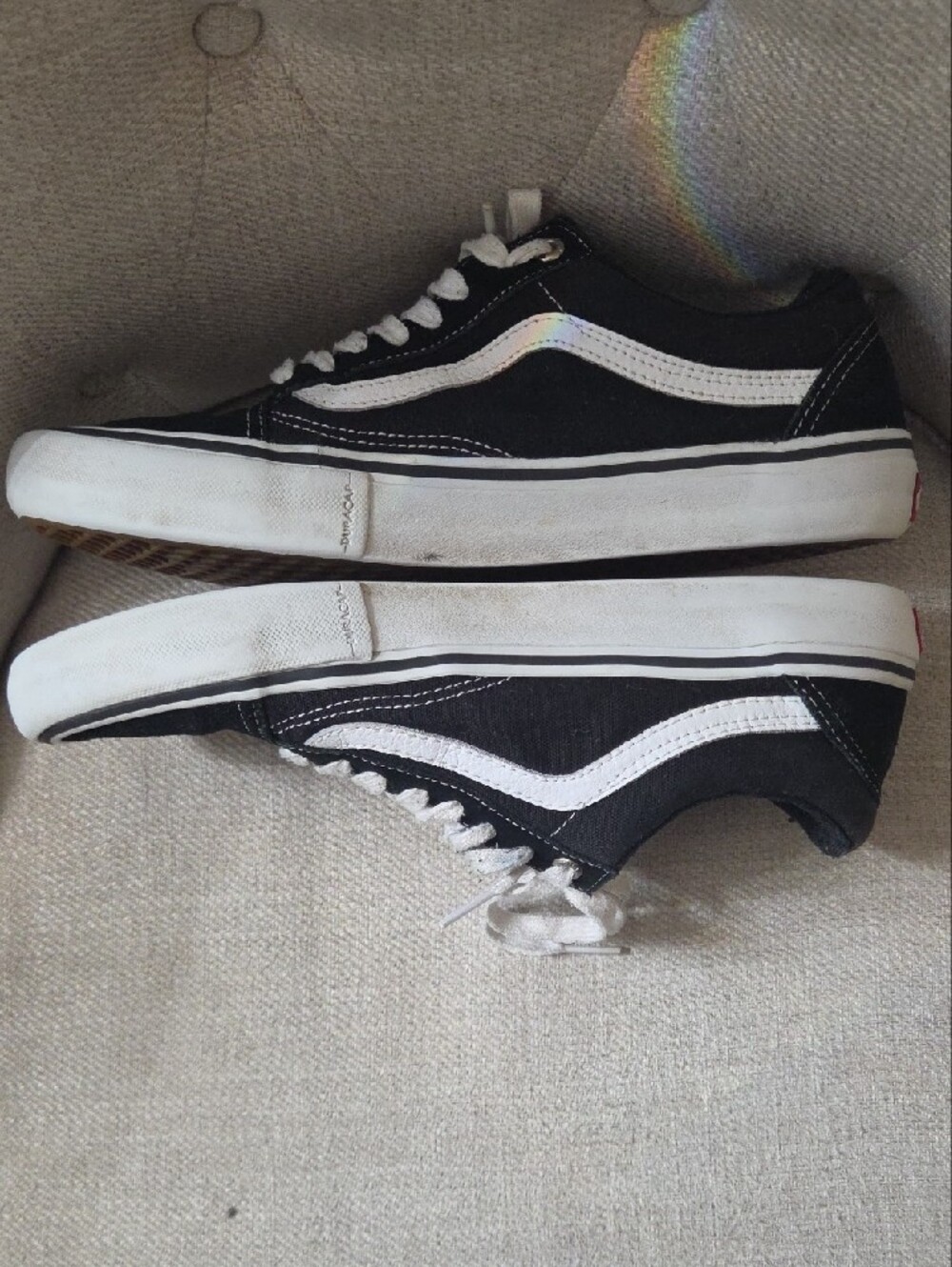 VANS black & White Low-Top Skate Sneakers with White Stripe - Picture 4 of 6